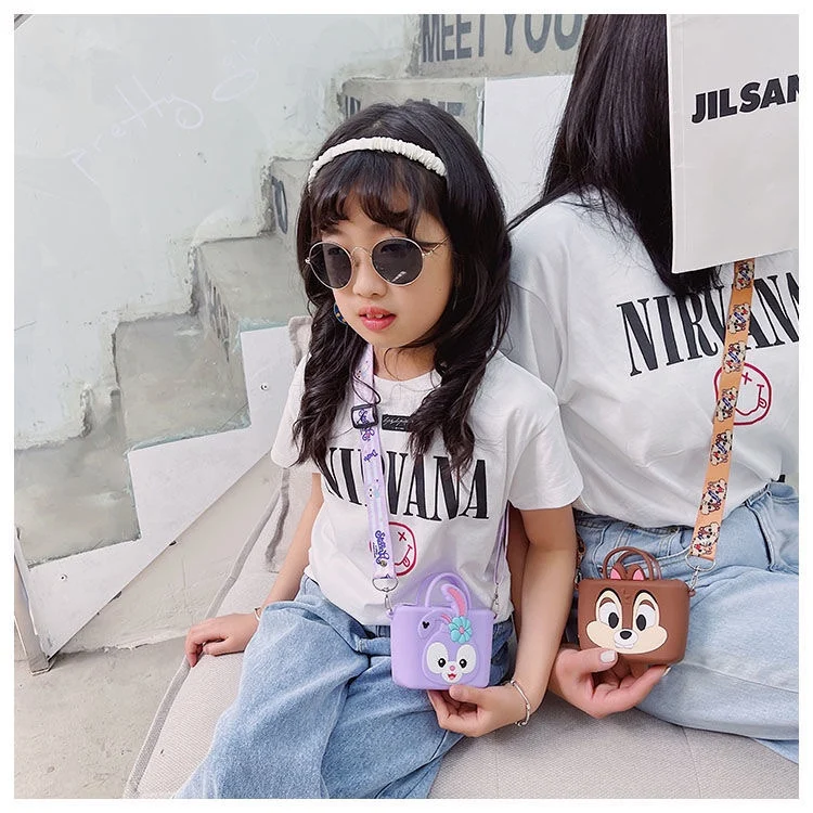 Mini Portable Cartoon Silicone Shoulder Crossbody Messenger  Bag Purse Handbag Design for Girls Kids Women Gifts