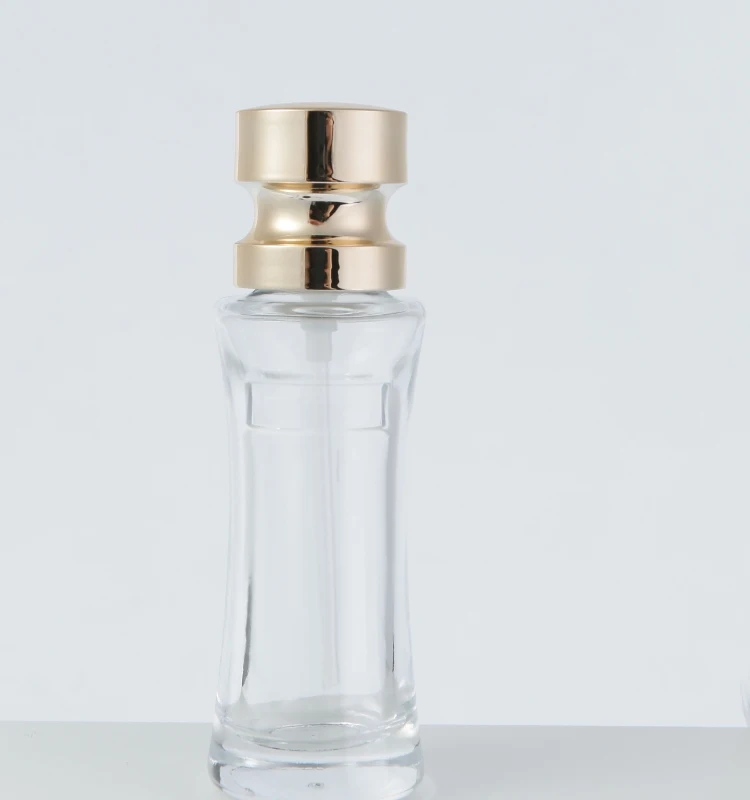 china factory gold round screen printing hourglass Face Serum lotion oil control makeup 30ml liquid foundation glass bottle