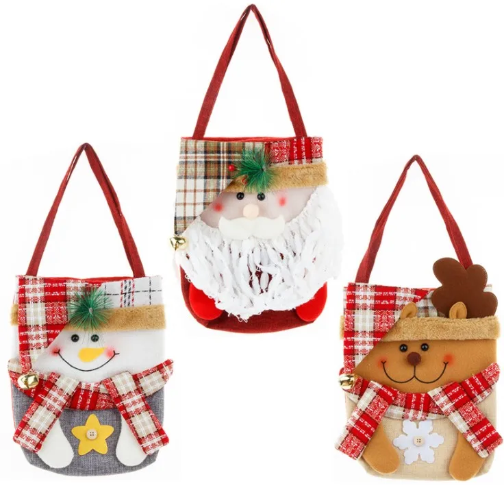 High Quality Applique Deluxe Pet Velvet Christmas Sack With PomPom Luxury Deer Santa Sacks For Gift Christmas Sack Bag