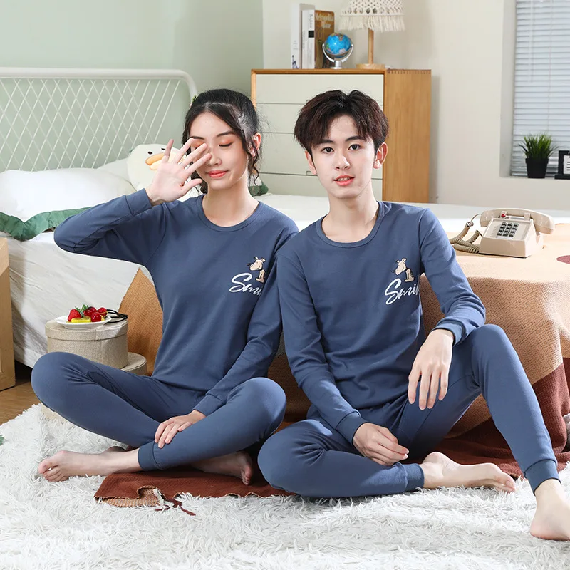 cotton sweater thermal underwear sleepwear suits for children boys girls male female kids sleeping wear breathable sweat pajamas
