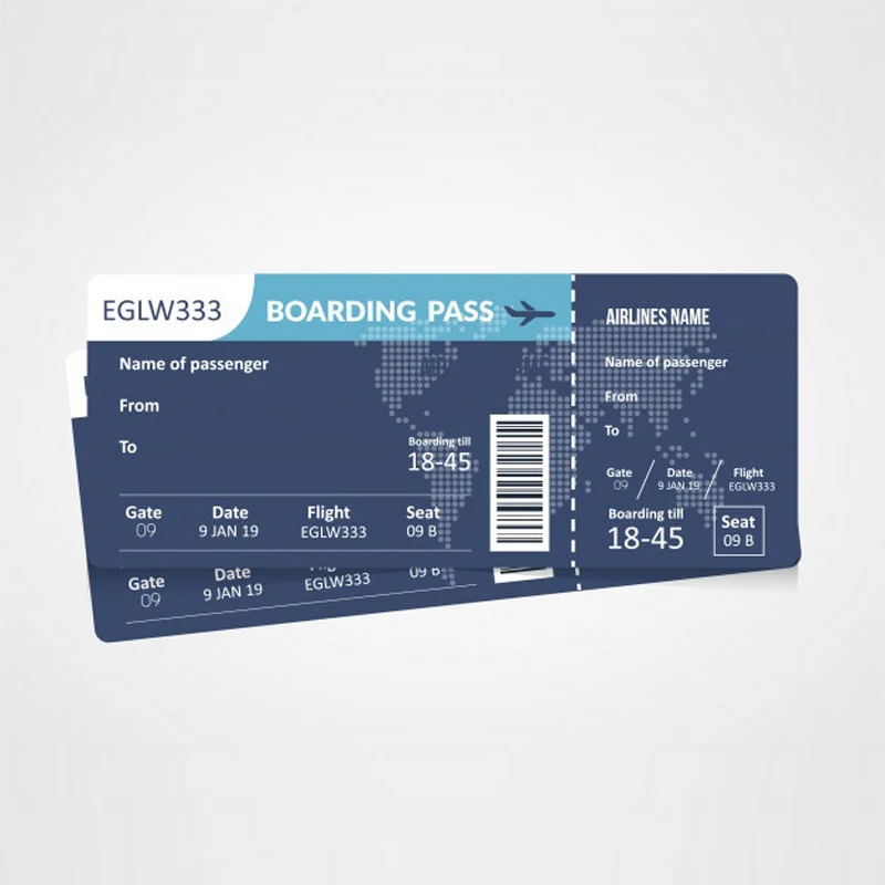 
Custom Flight Ticket Printing Airline Thermal Paper Boarding Pass,Full Color Boarding Pass Ticket Printing 