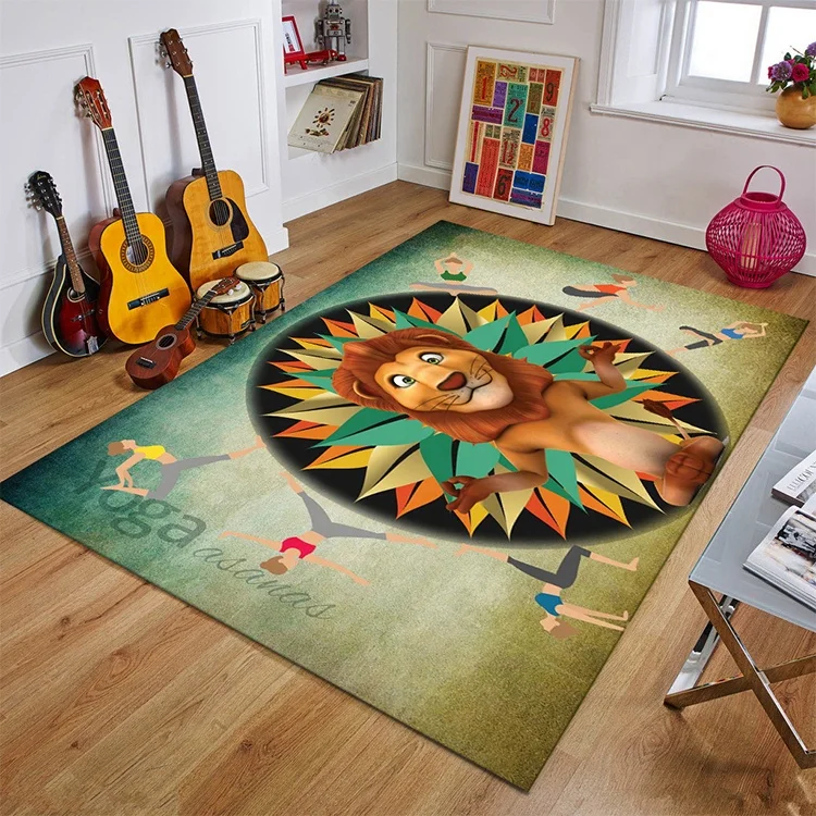 Nordic European Style Printed Carton Round Child Mats Carpet Modern Floor Carpet For Bedroom Or Kitchen