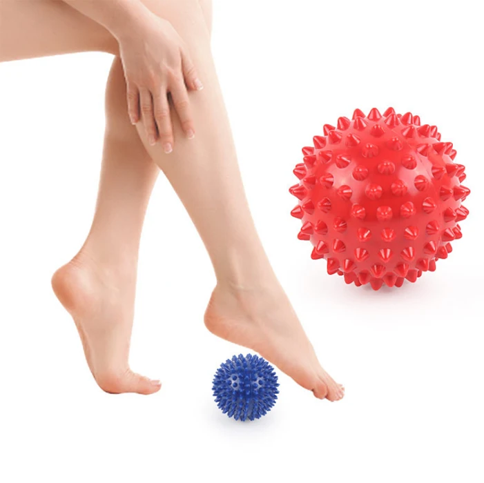 Physix Gear Sport Massage Balls - Best Spiky Ball Roller for Plantar Fasciitis, Trigger Points Neck & Back Pain Relief - Deep Ti