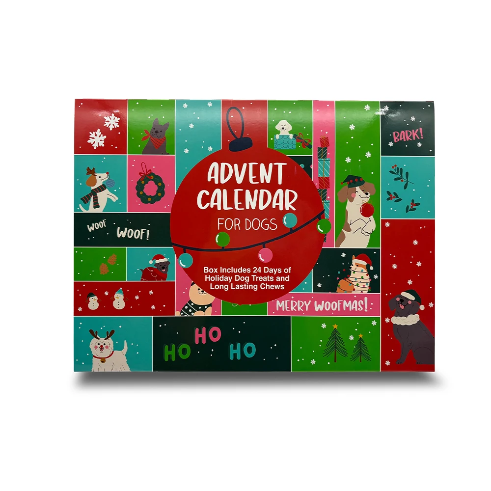 24 Days Christmas Xmas Countdown Pet Dog Treat Advent Calendar Gift Box Packaging Box for Dogs