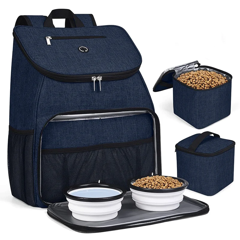 Airline Approved Pet Supplies Backpack Expandable Durable Pet Carrier Backpack with 2 Silicone Collapsible Bowls