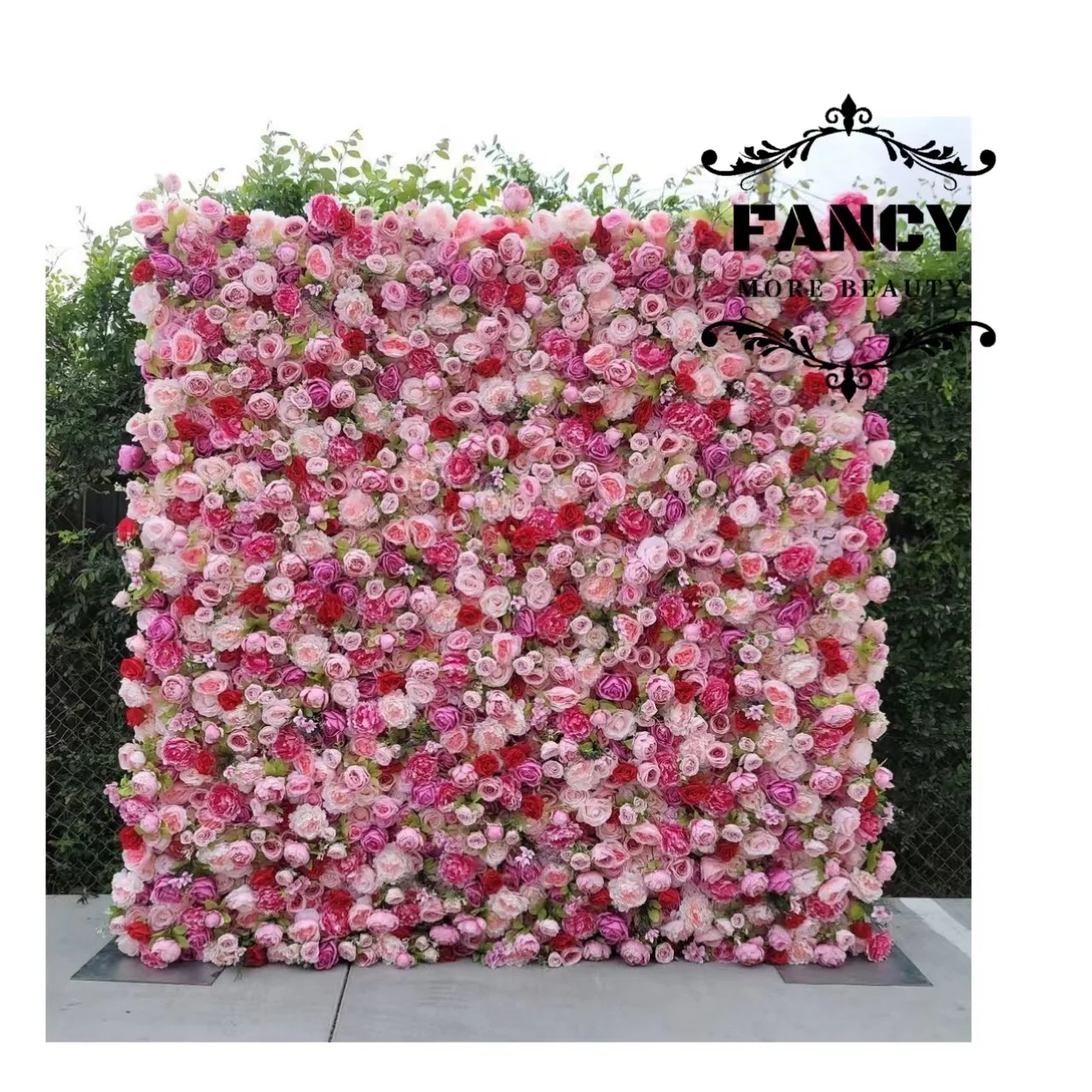 Silk Wedding Event Floral 5D/8D Artificial Rose Flower Wall Wedding Home Party Decoration Stage Backdrop