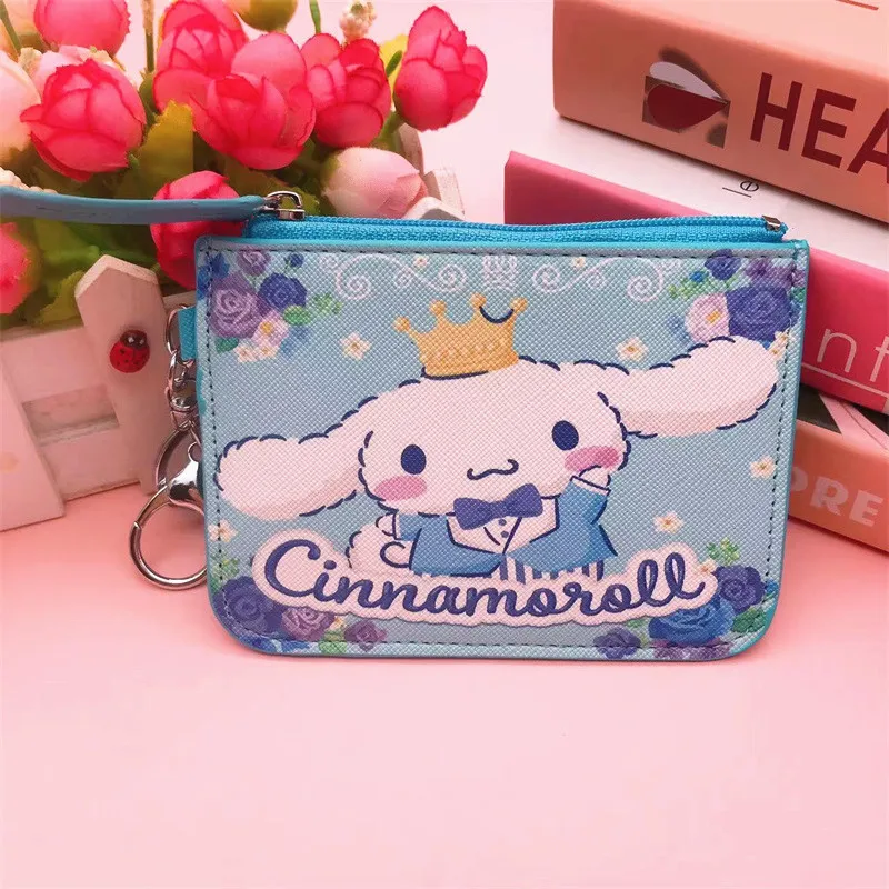QY Cartoon Kuromi Wallet Card Holder Multifunctional Storage Bag Melody Kuromi Leather Coin Purse Keychain