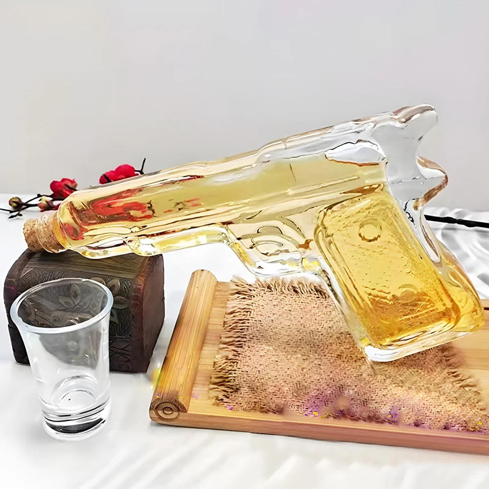 Jinbaijia Hot Sale Clear Gold Etched Glass Wine Whisky Tequila Liquor Para Whisky Globe Glass Whiskey Decanter