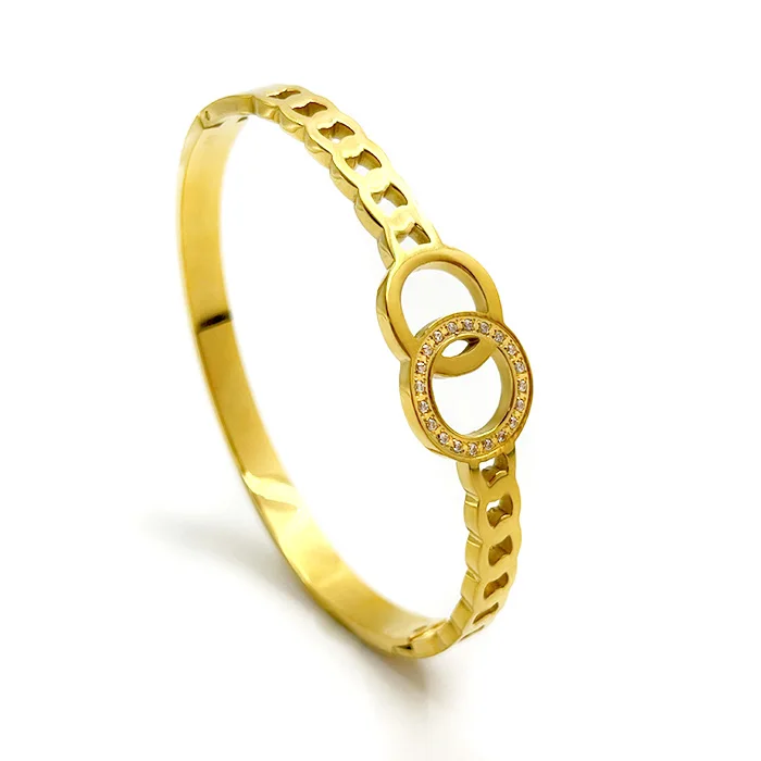 Bracelets &Bangles Ladies Crystal Stone Customized Zircon Bracelet Stainless Steel Jewelry Making Supplies Bangle Women