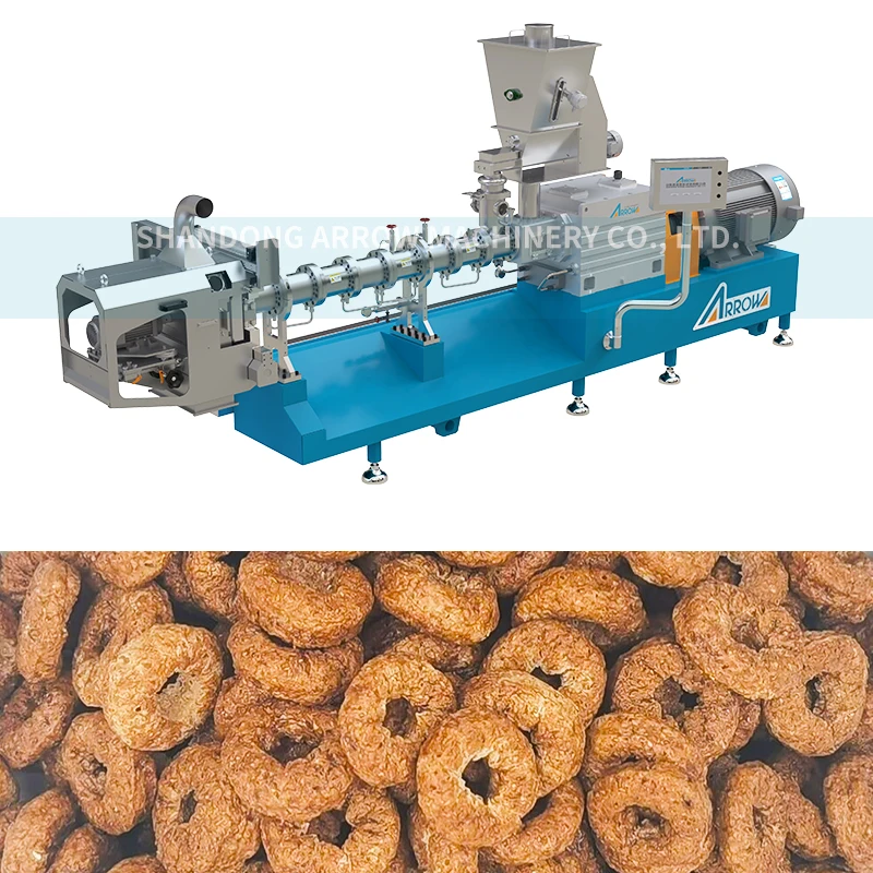 Shandong Arrow Efficient cereal corn making machine fried stainless extruder  puffed corn cereal snacks