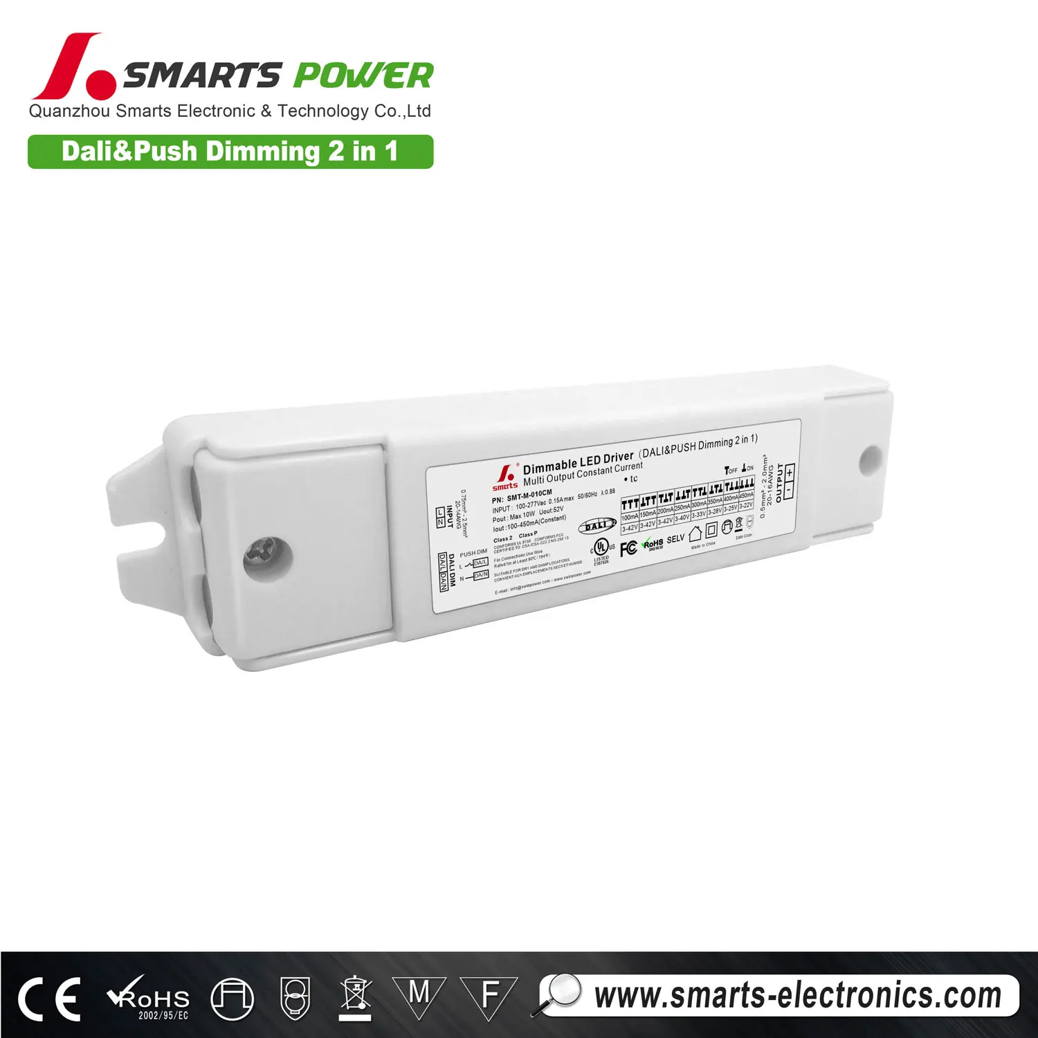 UL cUL 277v led constant current dali dimmable led power supply 10W
