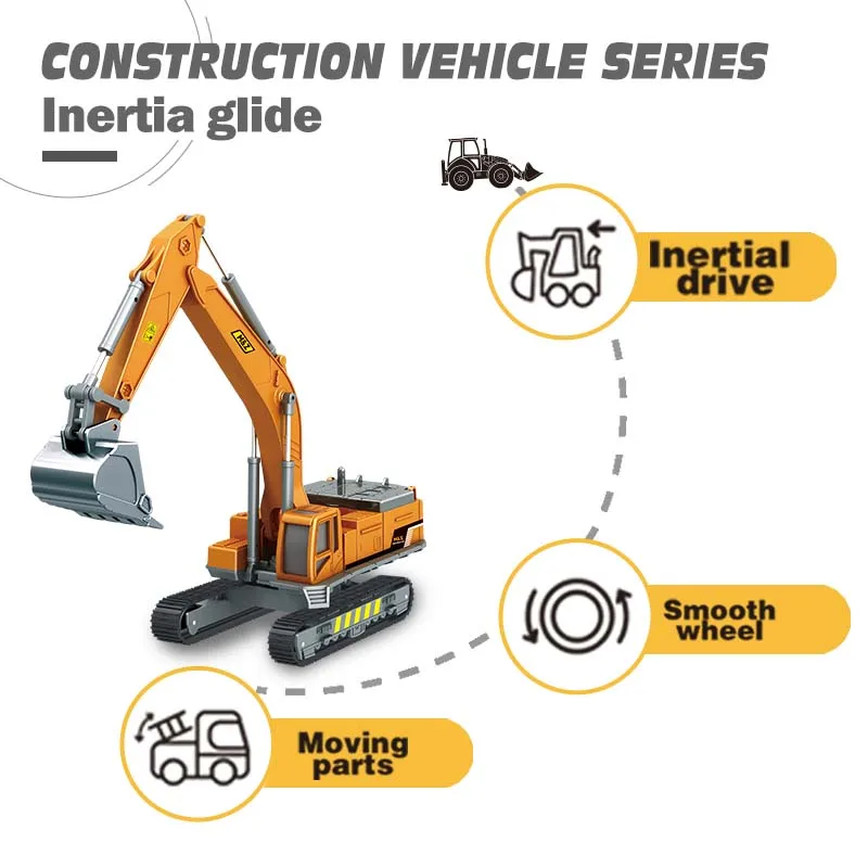 Alloy Excavator Construction Truck Toy Tractor Boy Toy Manual Excavator Metal Construction Equipment Models