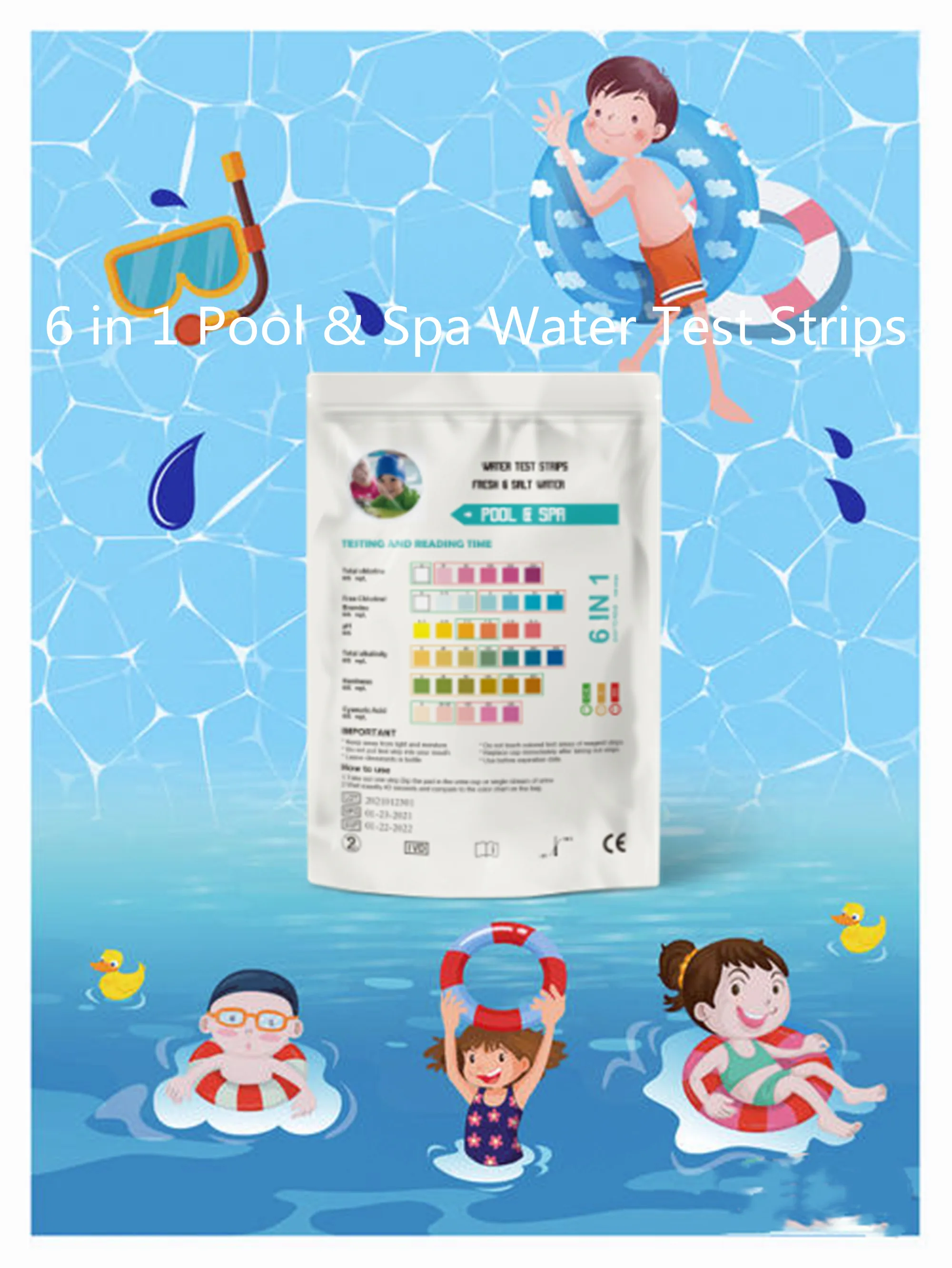 6 in 1 salt water hot tub test kit chlorine test kit pool test