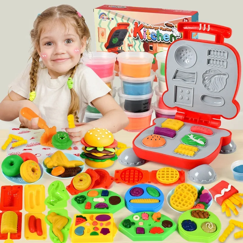 Explosive toy Magic Play dough Color Polymer Clay Tool set Kids Stamp non-toxic toy Diy noodle maker mold Play dough toy