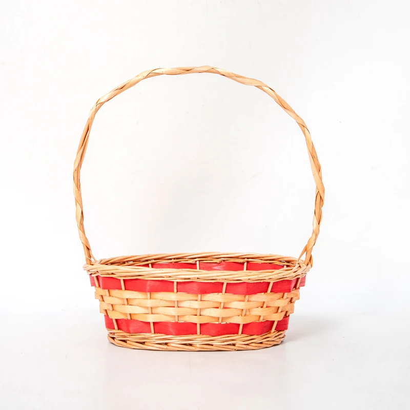 Kingwillow Factory customized primary color wicker green plastic rope mixed woven flower basket food basket