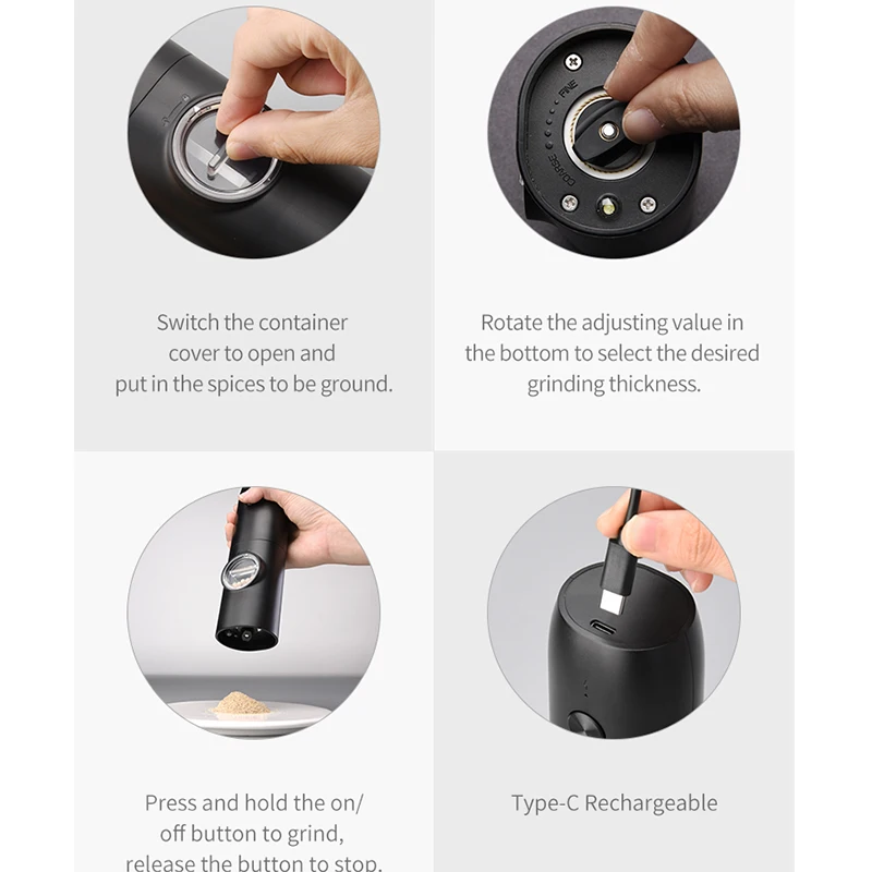 Best Selling Stainless Steel Rechargeable Custom 2PCS Set Gravity Electric Salt And Pepper Grinder Set With Charging Base