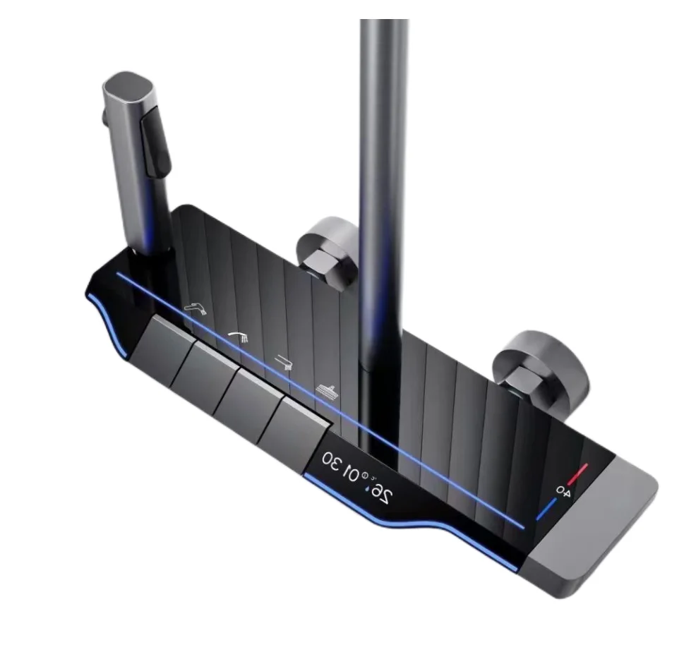 Brass Built-in 360 Degree Recessed Ambient Lighting Four Functions LED Digital Display Smart Constant Temperature Carrier Style