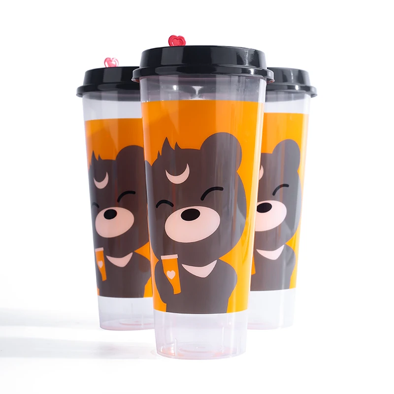 23oz 700ml custom disposable IML injection PP plastic boba tea cup plastic cup for milk tea