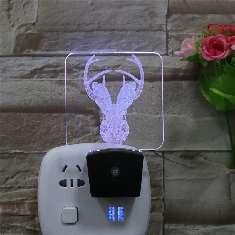 7 Colors Change Creative Kid Gift Heart Shape USB Plug In Acrylic 3D Led Night Light