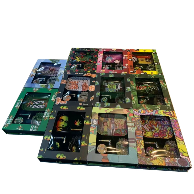 
 2021 Новое поступление, аксессуары для табака, набор инструментов для курения, измельчитель для сорняков с подносом и стеклянной баночкой, смешанные аксессуары для курения  