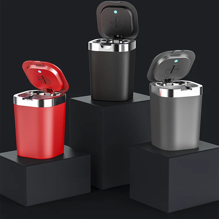 K & B Fashion Business LED Portable Ceramic Liner Smokeless Car Ashtray
