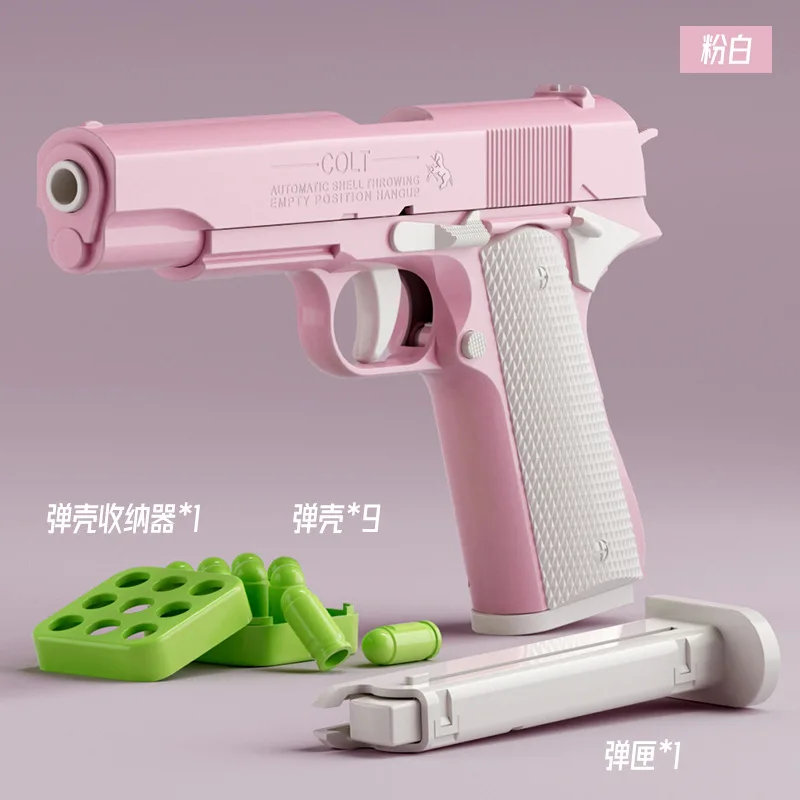 2024 Hot Selling Best 3D Printing Mini Pistol Toy Anti Stress Light Glow 1911 Soft Bullet Ejection Kids Gun Toys