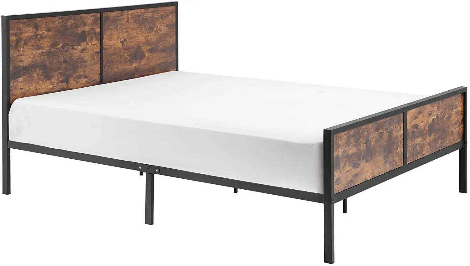 Kainice Factory Produce Antique Style Bed Handwork Wooden Headboard Wrought Iron Slats Double Size Wooden Bed Designs