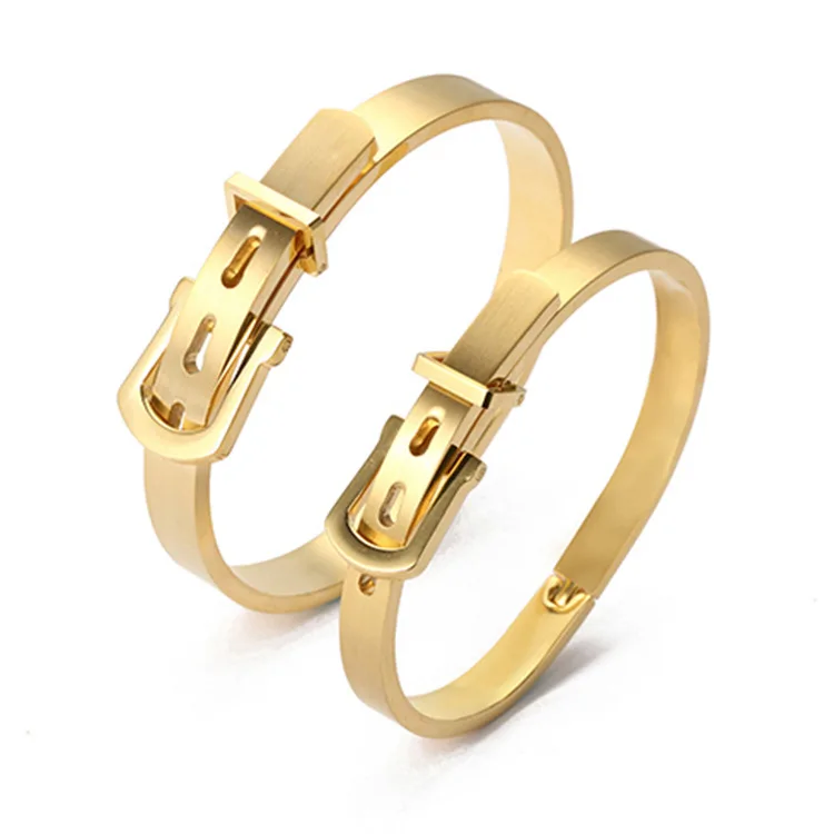 18k gold 316L Stainless Steel Cuff Bracelet Men And Women Bangle