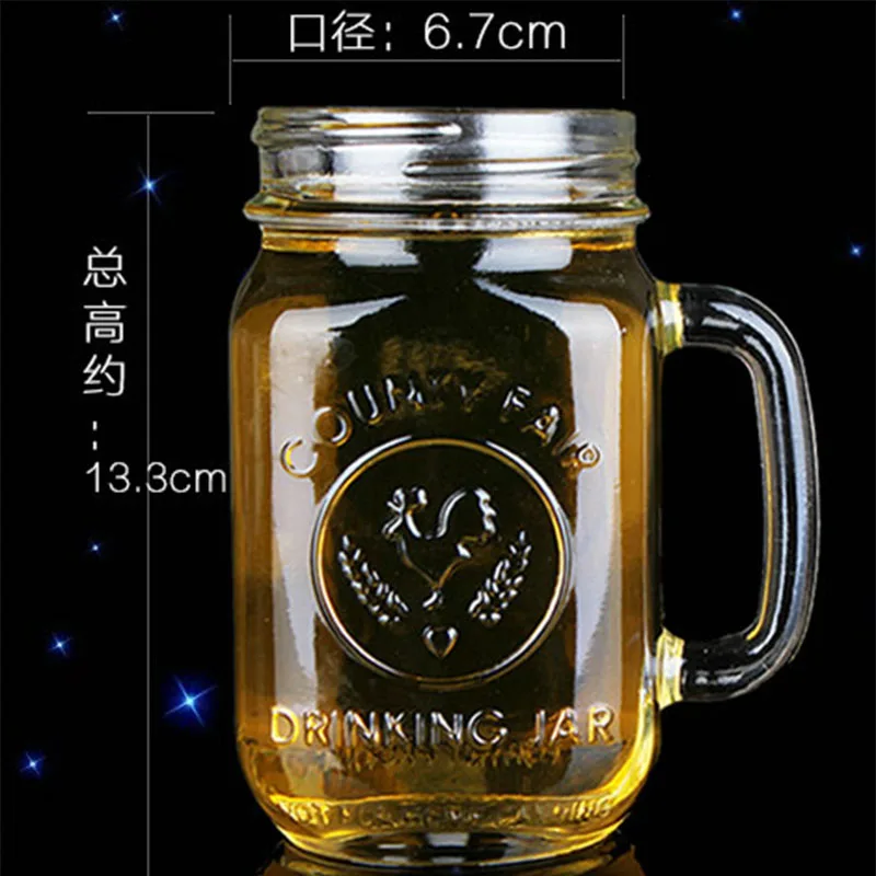 Avertan  drinking glass mason jar  Mexico rooster cup beer mug glass jar handle mason jarwith handles