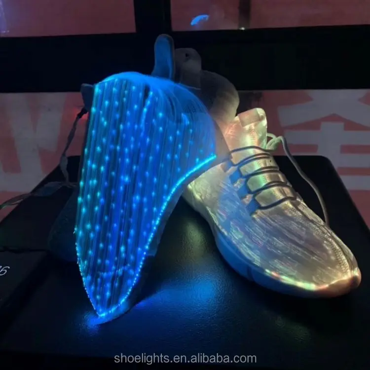cheap shoes accessories charging Optical fiber colorful LED lighting shoes man women sneaker shoes