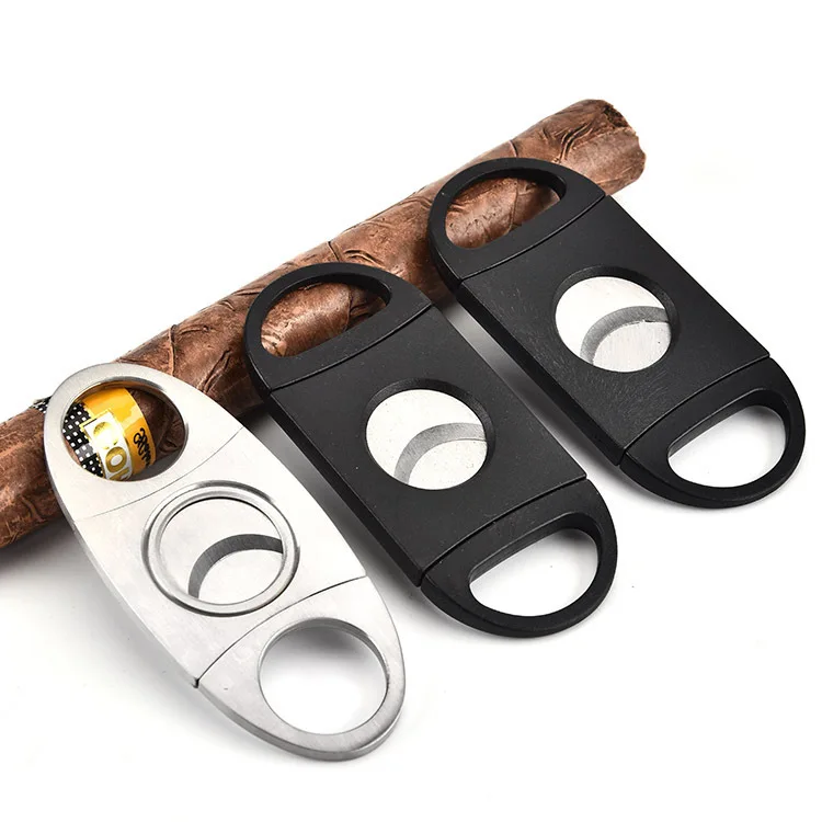 Stainless Steel Pocket Cigar Accessories With Double Guillotine Cutter Blades Cigar Cutter Scissors