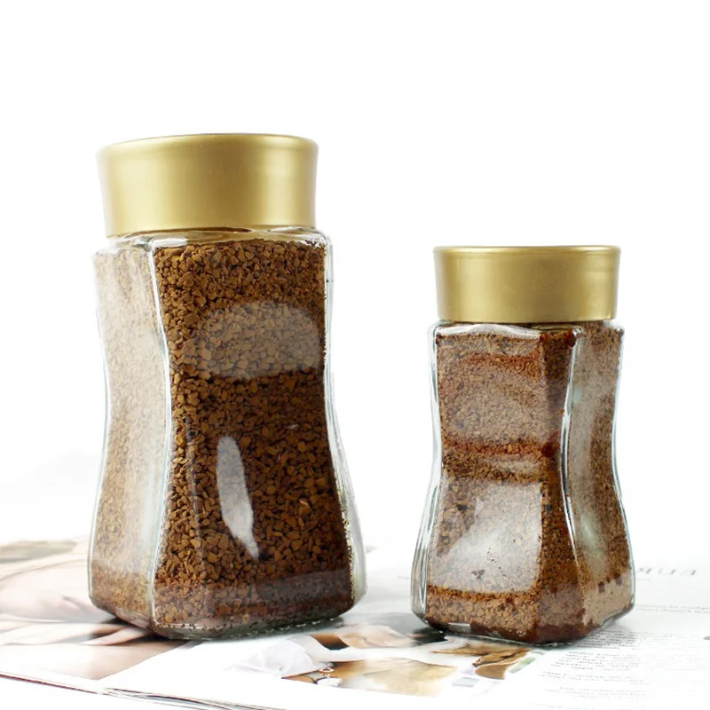 High Quality Empty 200ml Refillable Instant Glass Coffee Jars With Plastic Lid