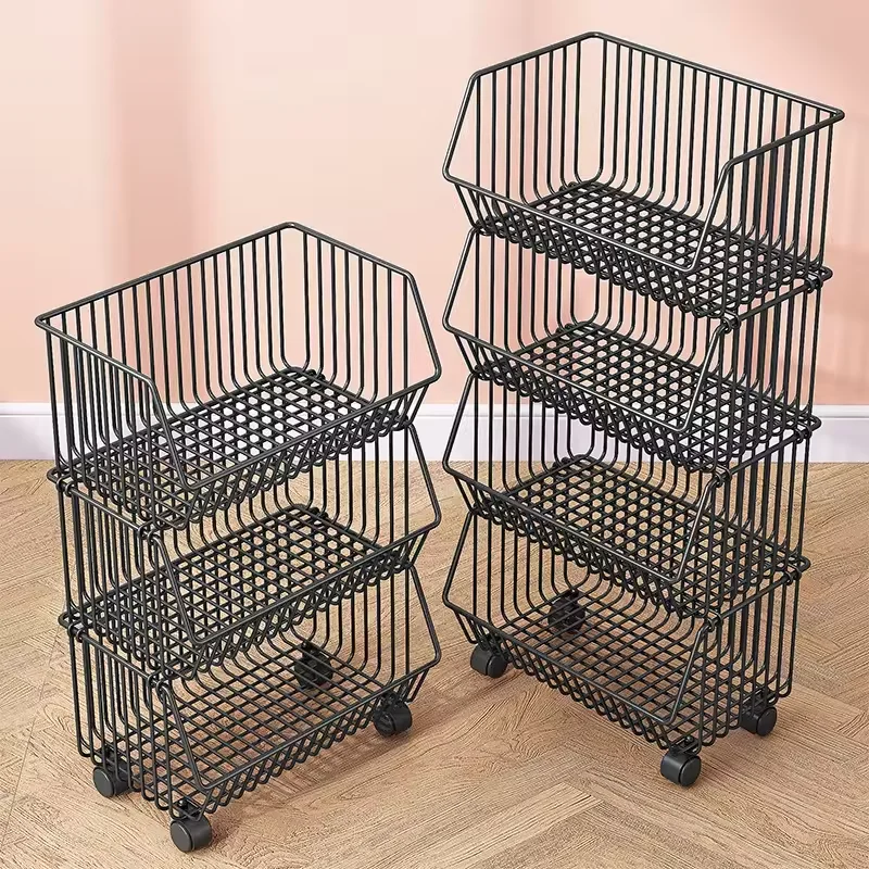 Household kitchen supplies storage rack multi-layer floor standing kitchen rack  fruit and vegetable basket