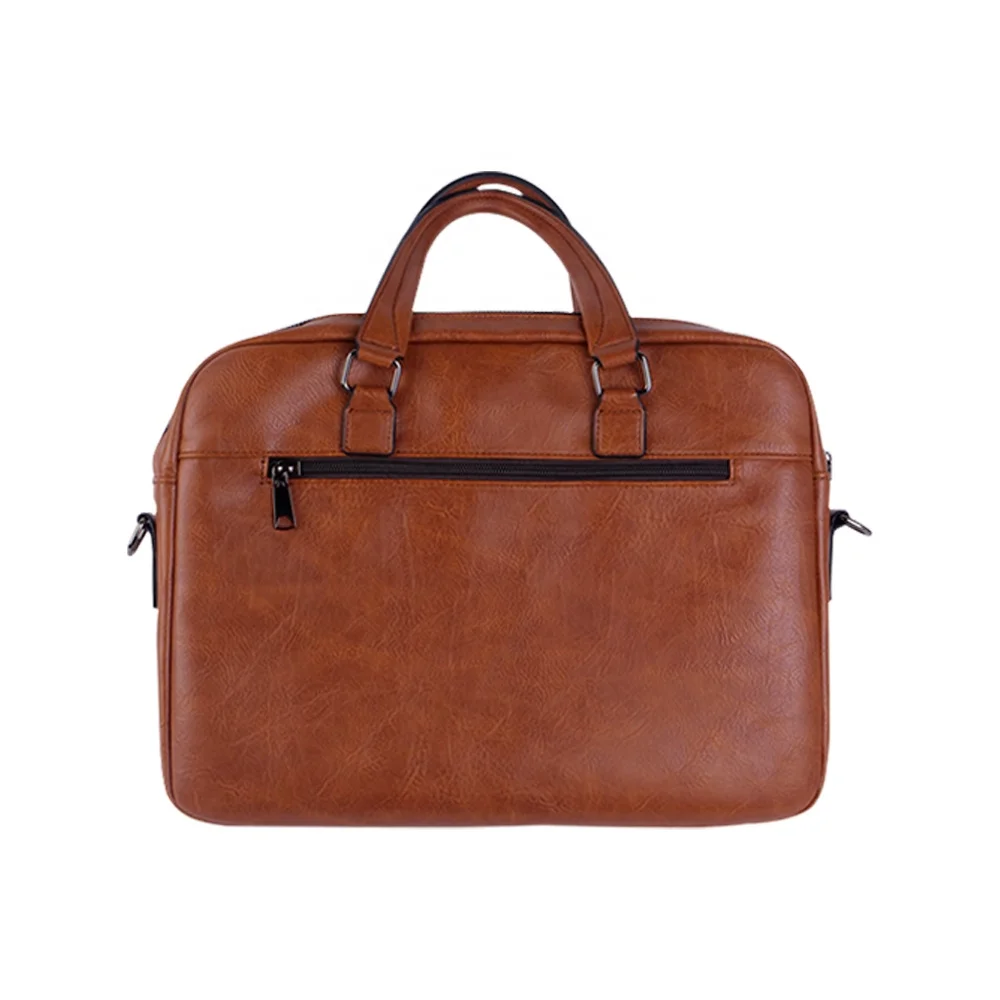 PU Laptop Briefcase Men Genuine Leather Computer Business Messenger Crossbody Bag Brown Waterproof office bag Hip-hop