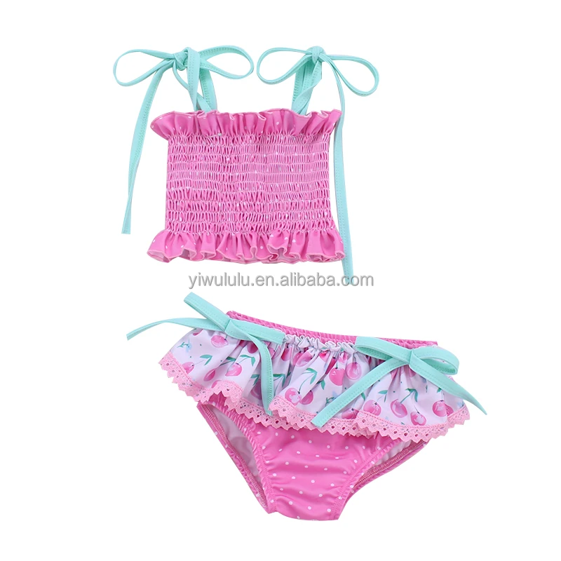 Lulu OEM Kids Swimwear fashion Swimming Lovely Baby Swimsuit custom children bikini two pieces baby swimwear