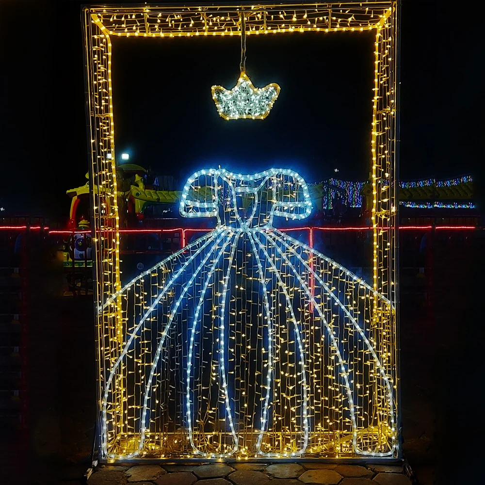 Customize Landscape Interactive Photography Props LED Sculpture Christmas light deer Lighting Arch