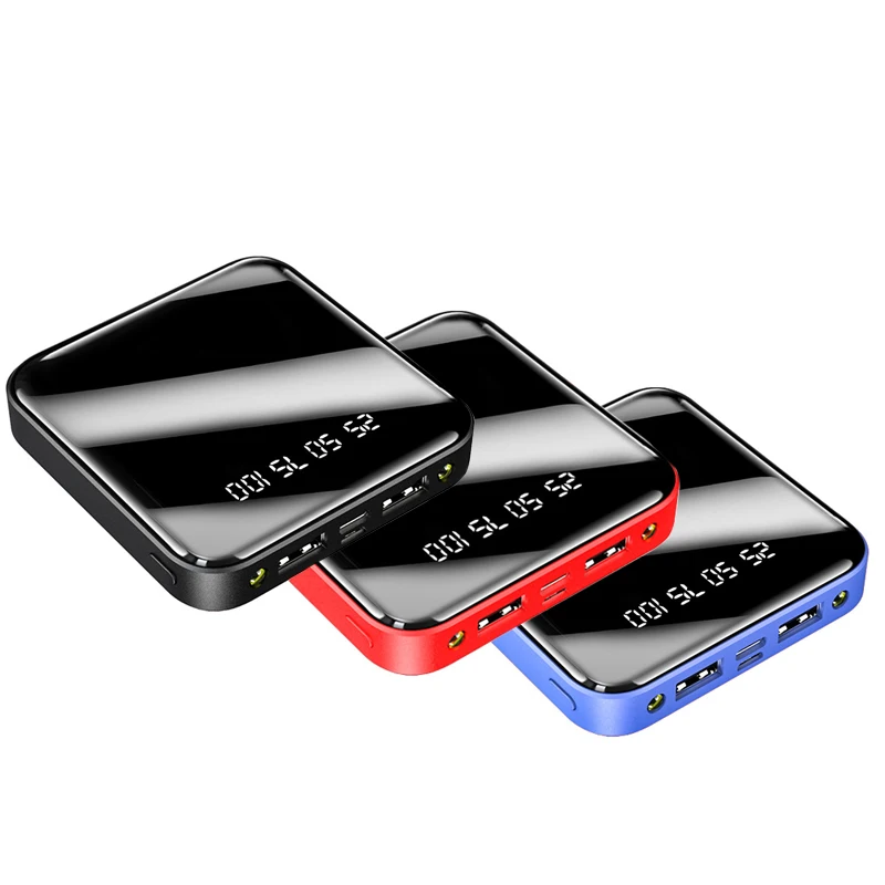 Drop-shipping 20000 Portable Power Bank Mirror LED Display 10000mah Mini Powerbank Flashlight For Mobile Phone Charger
