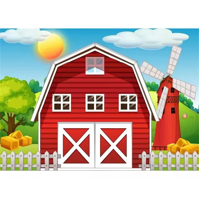 Green Grass Farm Theme Party Background Custom Decorate La Granja De Zen0_n Backdro Photo Backdrop Kids 1st Birthday Baby Shower
