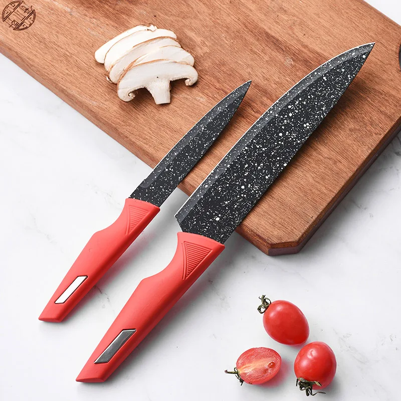 Hot Sell 6 Pieces Kitchen Knife Set New Design Non Stick Coating Stainless Steel Chefs Knife With Gift Box In Stock
