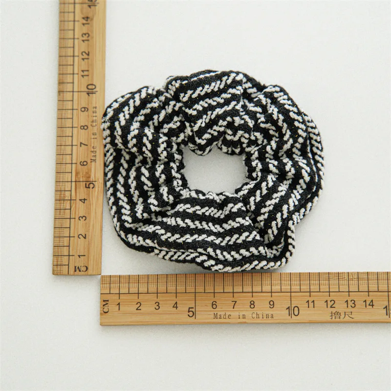 CLARMER Autumn and winter new design mix color stripe women hair accessory handmade custom fabric cover elastic hair scrunchies