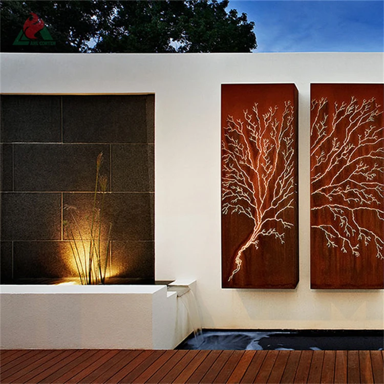 Новейший дизайн стальная уличная лампа corten для уличной мебели ржавый