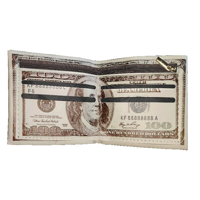 Vintage Card  Money Dollar Luxury Leather Mini Wallet Dollar PU Coin Pattern Folding Paper Money Wallet