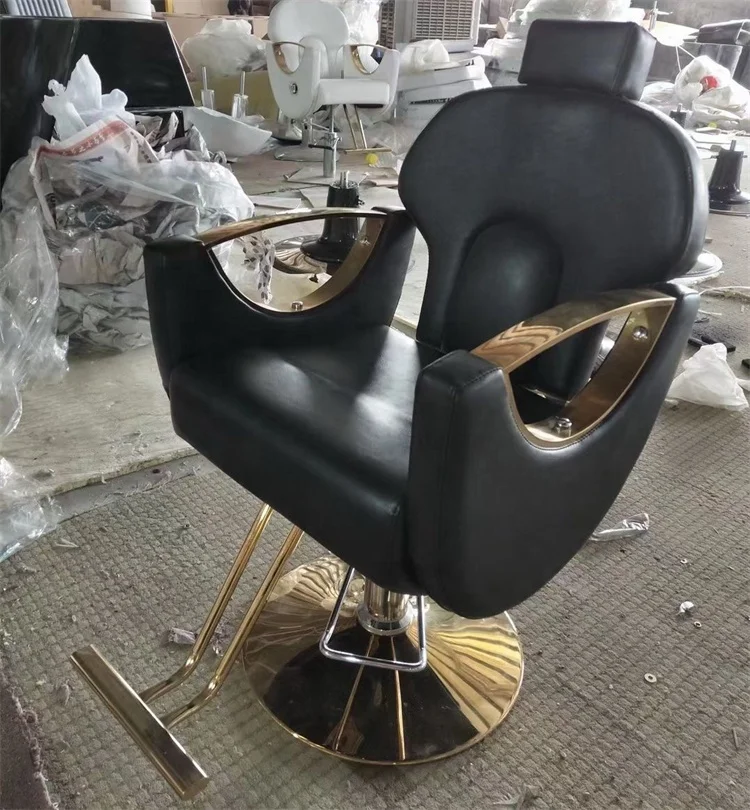 Siman wholesale China trade fold up portable hydraulic barbers chairs boys pink white beige styling chair with gold round base