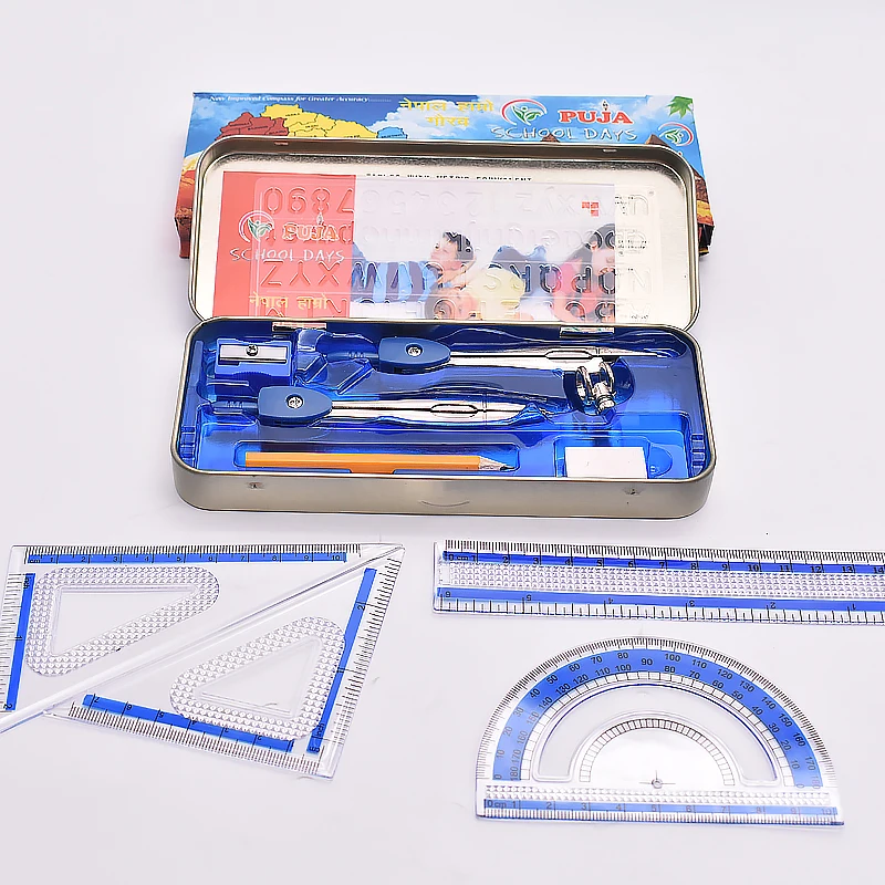 free sample good perfect quality school mathematical set back to essesial school stationery set pupil stationary tool