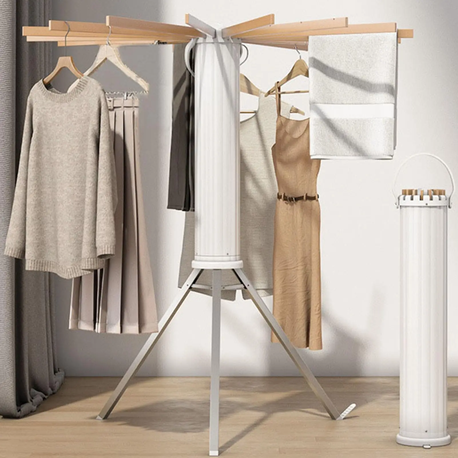 Triangle All Aluminum Drying Rack Foldable Plastic Design Glossy  for Living Room Space