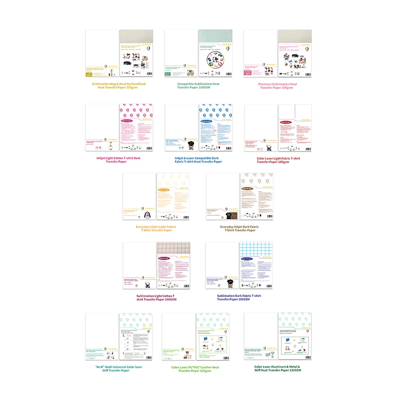 Laser and Inkjet Compatible Dark Color T-shirt Transfer Paper 180gsm