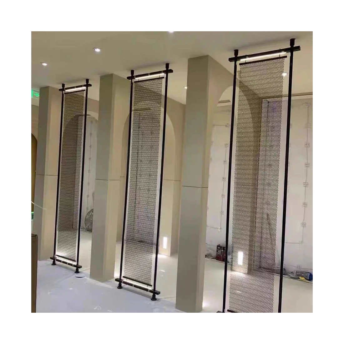 Metal Mesh Curtain Custom Color High Quality Architectural Double Hook Chain Link Door Curtain