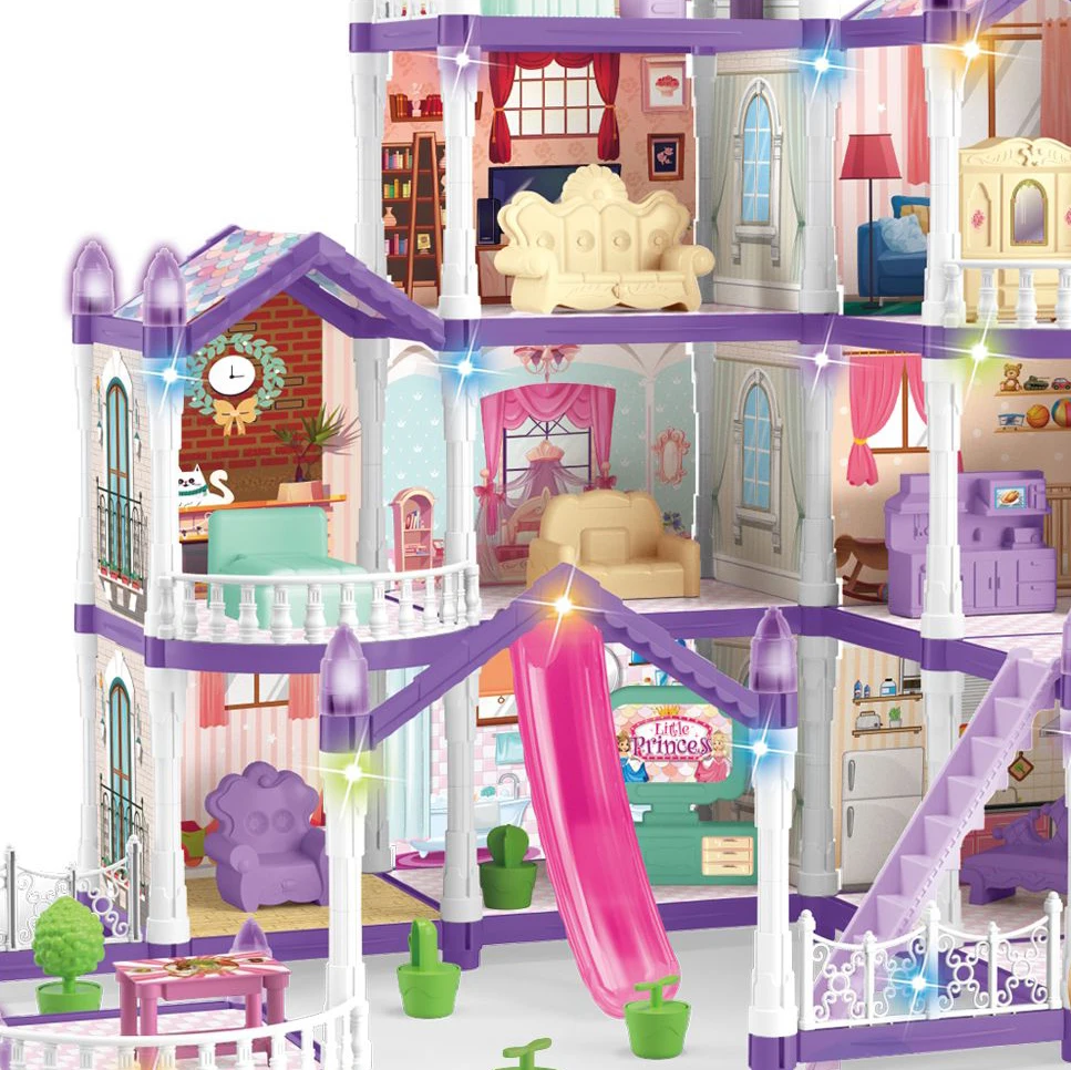 New releases dollhouse 275PCS DIY house &doll toy with noctilucent villa toy