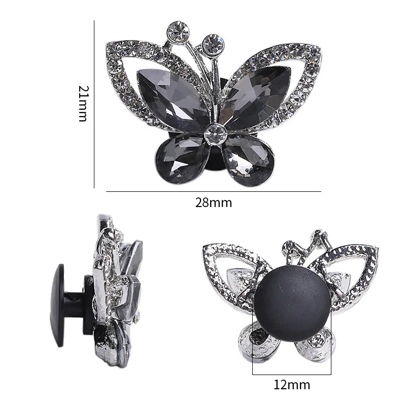 Grass Crystal butterfly Charm Luxury Bling Shoe Decorate Rhinestone Alloy Fashion Shoe Charm