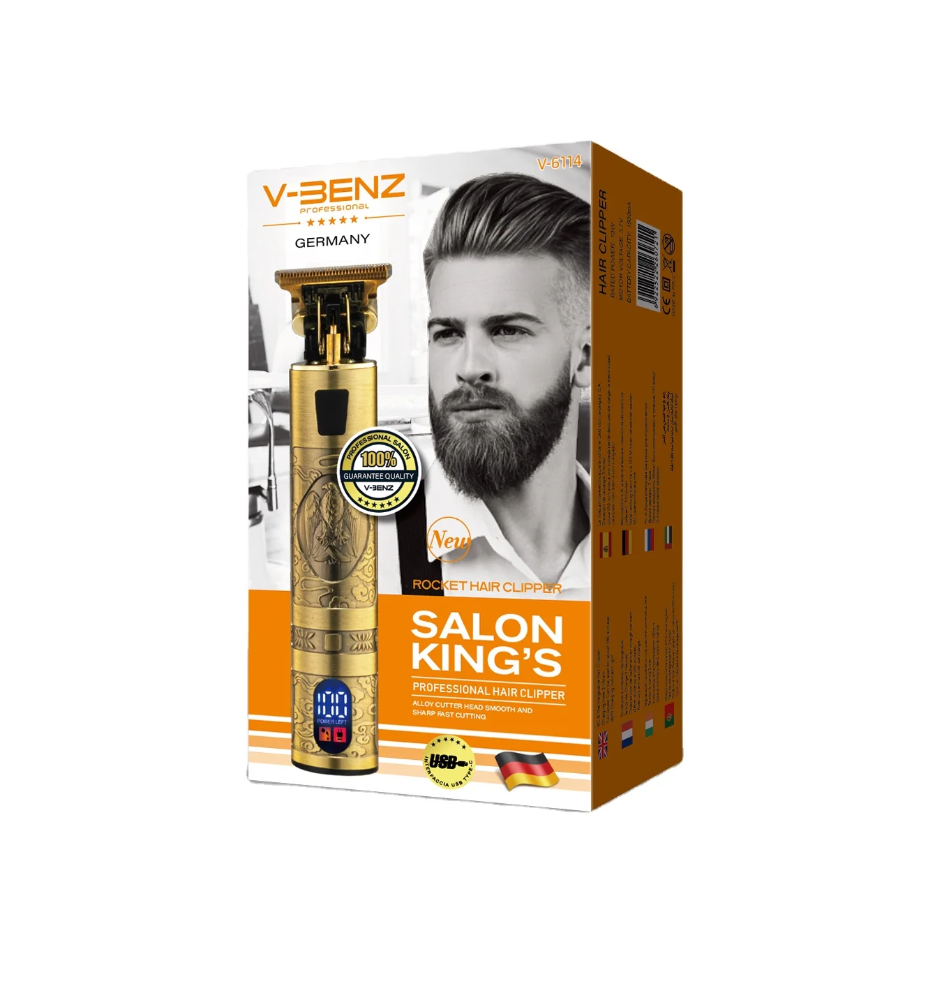 V-BENZ Professional Mens Hair Clippers Hair Trimmer Barber Beard Trimmer Cordless Hair Cutting Grooming Kit